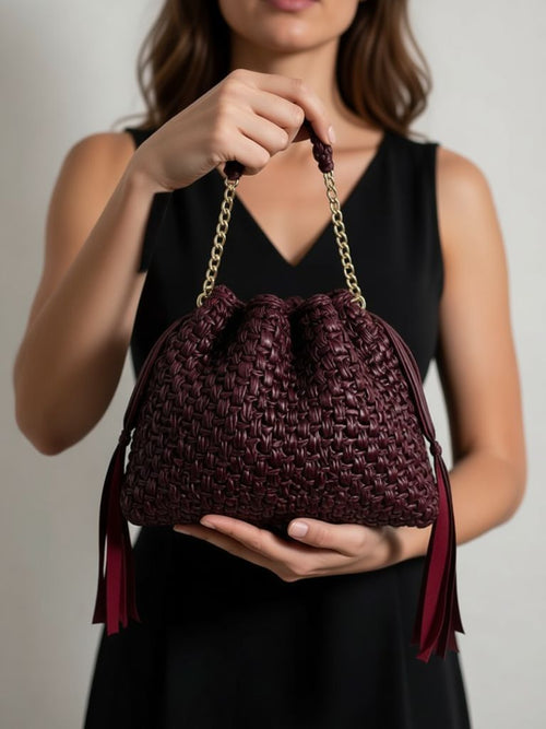 Borsa all’uncinetto Dust – Large in colore Borgogna | Artigianale elegante