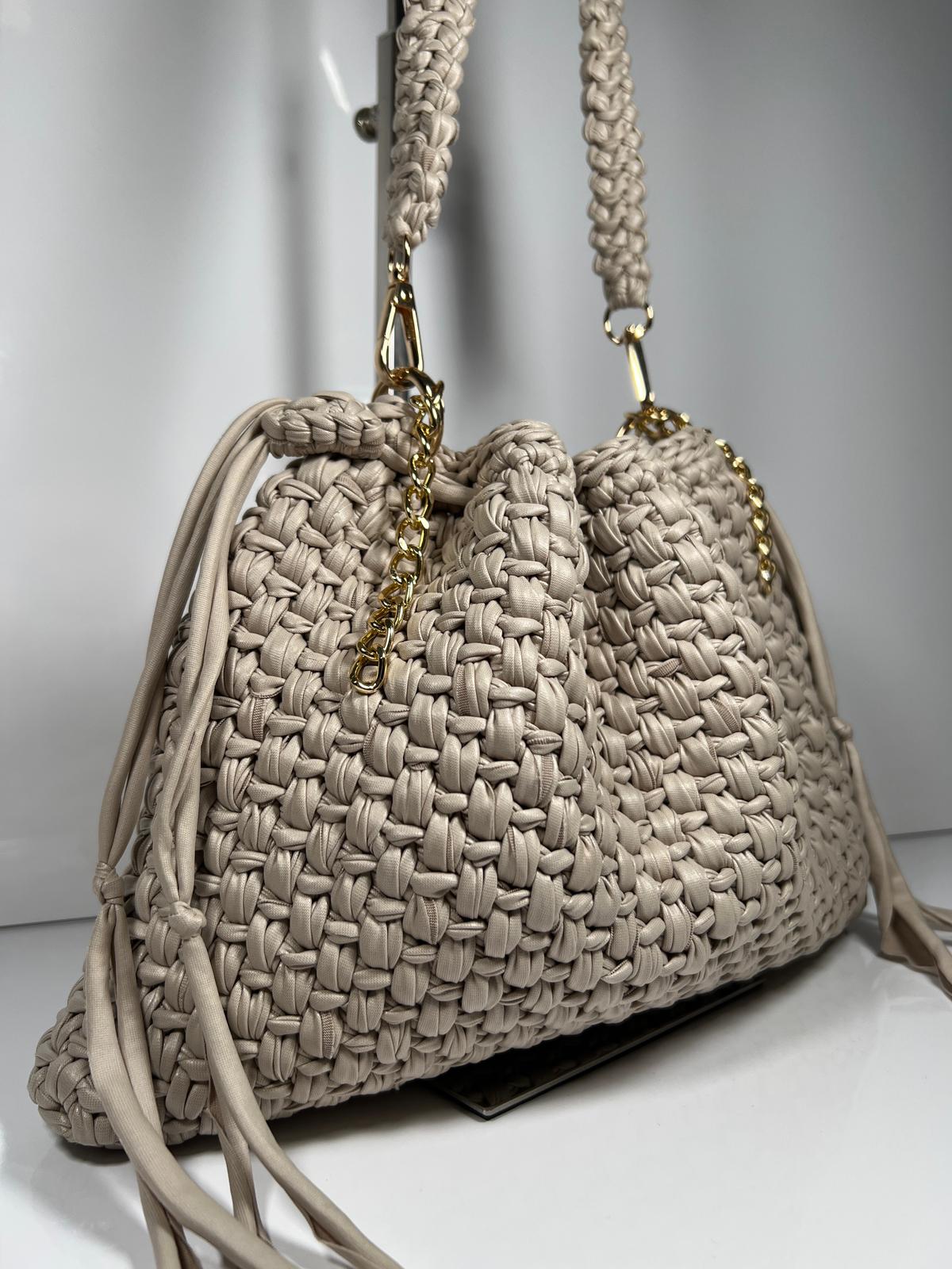 Borsa all’uncinetto DUST – Large in colore Tortora |