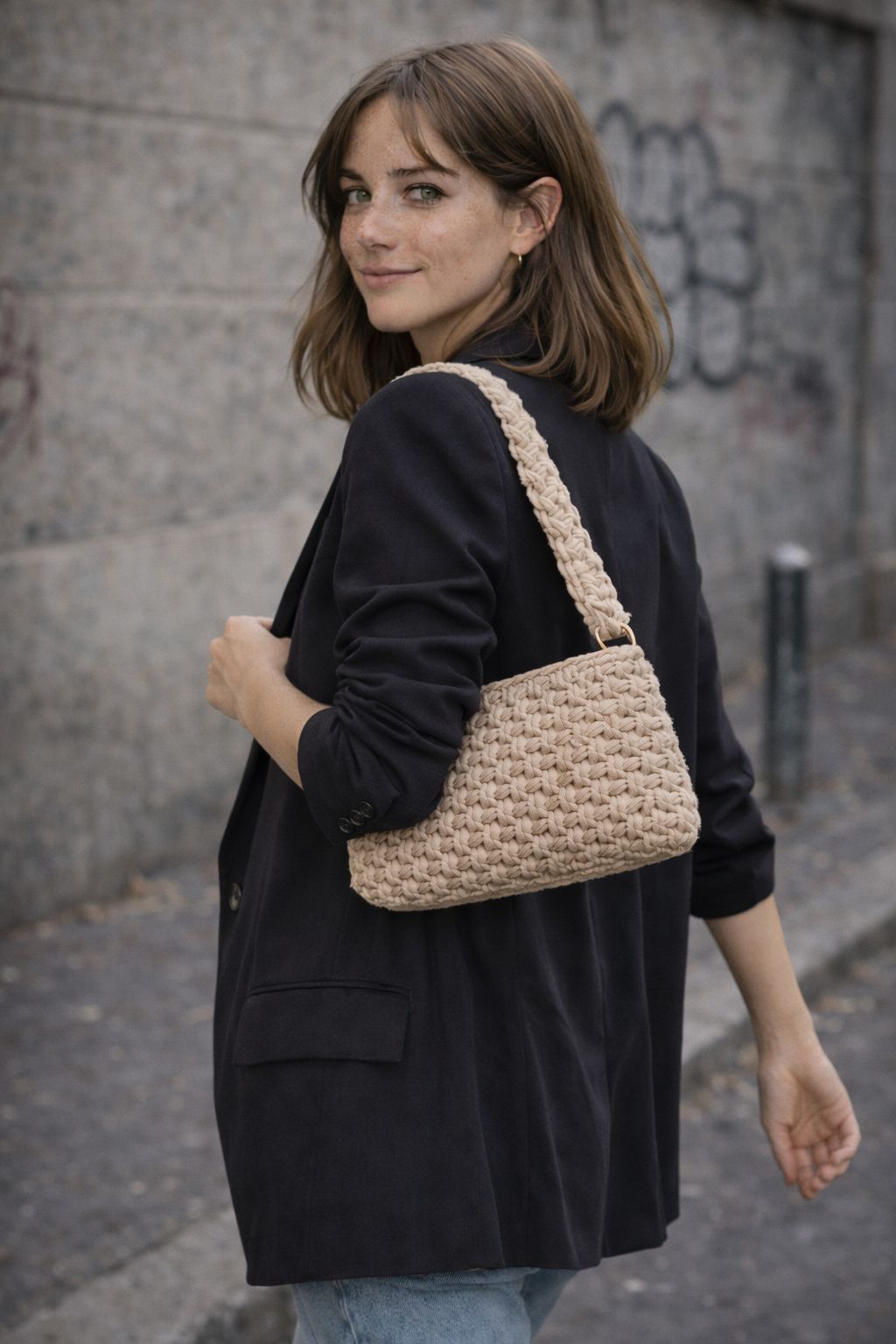 OFELIA - Borsa all'uncinetto a spalla con Zip