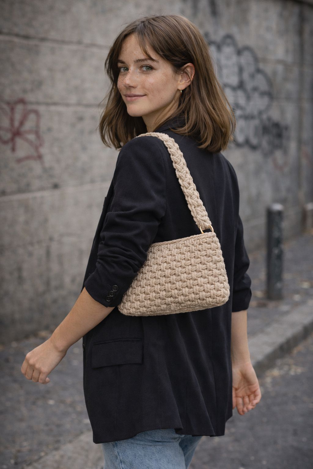 OFELIA - Borsa all'uncinetto a spalla con Zip